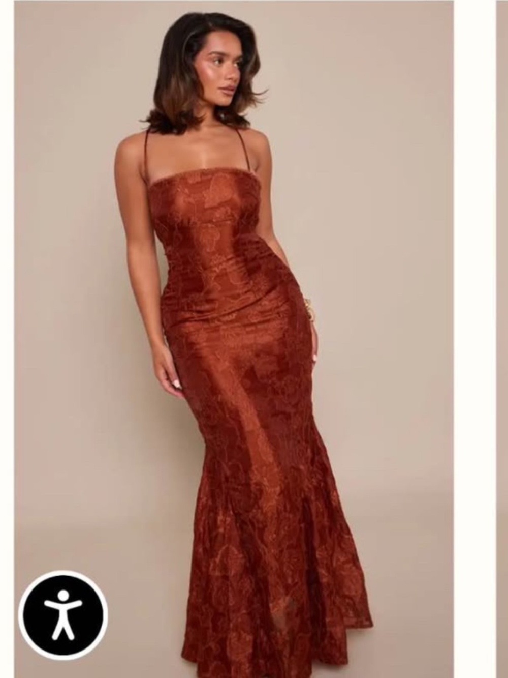 Textured lace up back dress